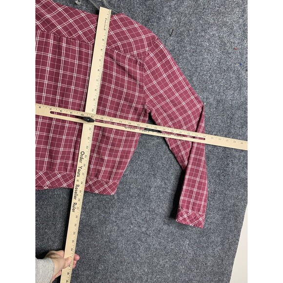 Abercrombie & Fitch Crop Wrap Top Long Sleeve Pink M Plaid Side Tie Soft Viscose - Picture 8 of 11